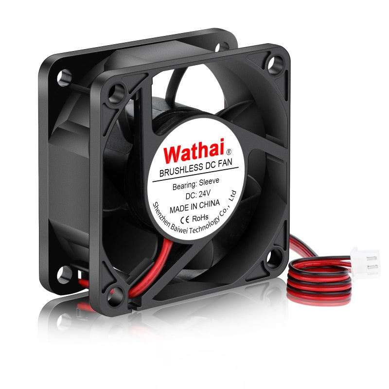 Wathai مروحة حالة وذائي 60 مم × 25 مم 24 فولت 2 دبوس DC بدون فرشاة لمشروع تبريد العادم DIY - Image 1